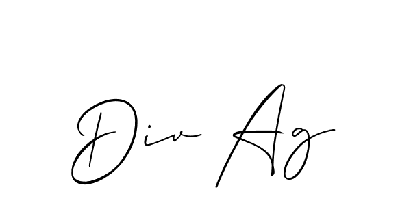 Use a signature maker to create a handwritten signature online. With this signature software, you can design (Allison_Script) your own signature for name Div Ag. Div Ag signature style 2 images and pictures png