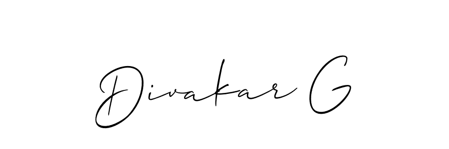 Design your own signature with our free online signature maker. With this signature software, you can create a handwritten (Allison_Script) signature for name Divakar G. Divakar G signature style 2 images and pictures png