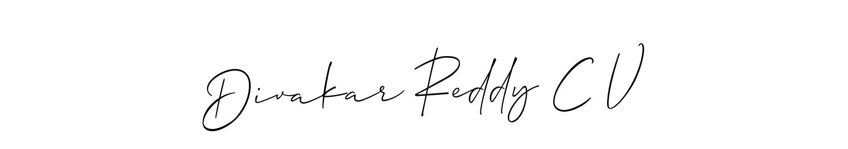 Make a beautiful signature design for name Divakar Reddy C V. With this signature (Allison_Script) style, you can create a handwritten signature for free. Divakar Reddy C V signature style 2 images and pictures png
