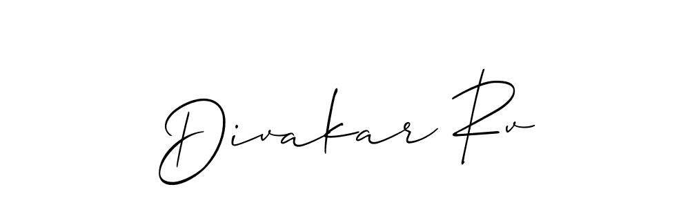 Make a beautiful signature design for name Divakar Rv. With this signature (Allison_Script) style, you can create a handwritten signature for free. Divakar Rv signature style 2 images and pictures png