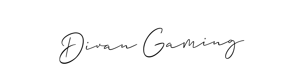 How to make Divan Gaming name signature. Use Allison_Script style for creating short signs online. This is the latest handwritten sign. Divan Gaming signature style 2 images and pictures png