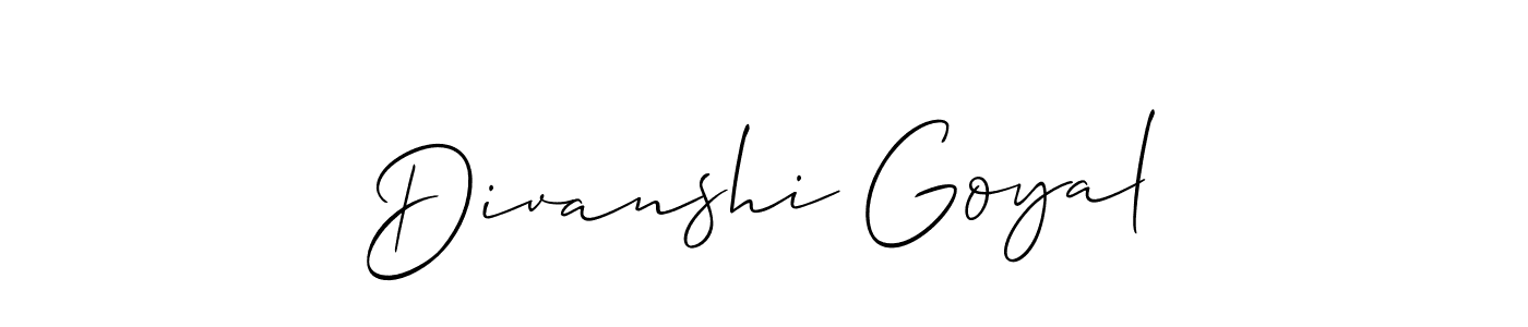 Create a beautiful signature design for name Divanshi Goyal. With this signature (Allison_Script) fonts, you can make a handwritten signature for free. Divanshi Goyal signature style 2 images and pictures png