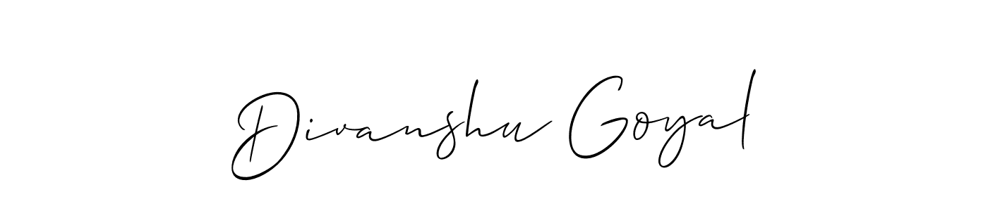 How to make Divanshu Goyal name signature. Use Allison_Script style for creating short signs online. This is the latest handwritten sign. Divanshu Goyal signature style 2 images and pictures png