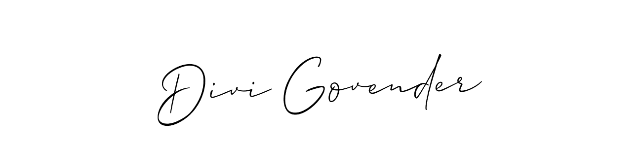 Make a beautiful signature design for name Divi Govender. With this signature (Allison_Script) style, you can create a handwritten signature for free. Divi Govender signature style 2 images and pictures png