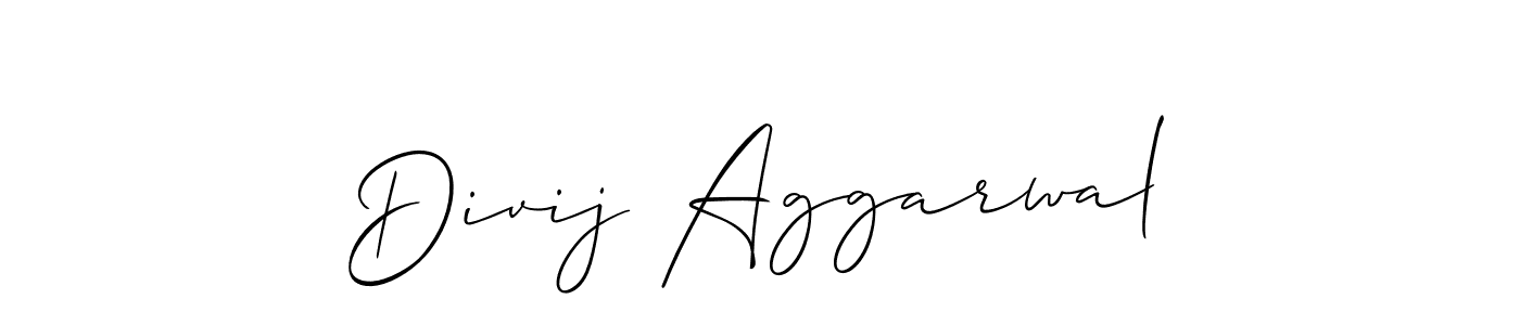 The best way (Allison_Script) to make a short signature is to pick only two or three words in your name. The name Divij Aggarwal include a total of six letters. For converting this name. Divij Aggarwal signature style 2 images and pictures png