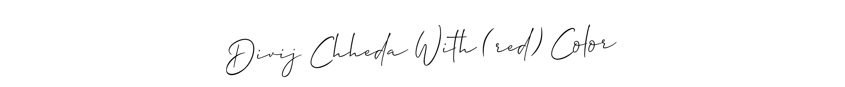 The best way (Allison_Script) to make a short signature is to pick only two or three words in your name. The name Divij Chheda With (red) Color include a total of six letters. For converting this name. Divij Chheda With (red) Color signature style 2 images and pictures png