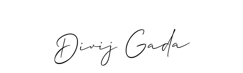 This is the best signature style for the Divij Gada name. Also you like these signature font (Allison_Script). Mix name signature. Divij Gada signature style 2 images and pictures png