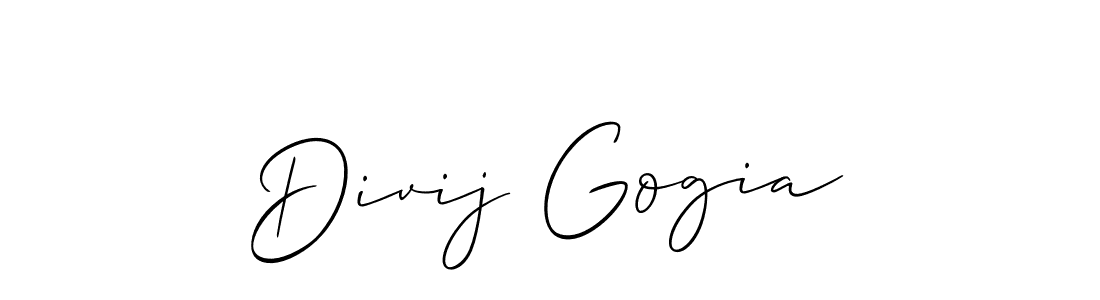 Make a beautiful signature design for name Divij Gogia. With this signature (Allison_Script) style, you can create a handwritten signature for free. Divij Gogia signature style 2 images and pictures png