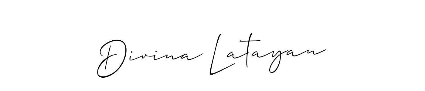 It looks lik you need a new signature style for name Divina Latayan. Design unique handwritten (Allison_Script) signature with our free signature maker in just a few clicks. Divina Latayan signature style 2 images and pictures png