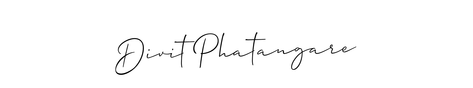 How to make Divit Phatangare signature? Allison_Script is a professional autograph style. Create handwritten signature for Divit Phatangare name. Divit Phatangare signature style 2 images and pictures png