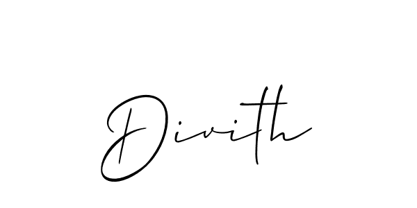 The best way (Allison_Script) to make a short signature is to pick only two or three words in your name. The name Divith include a total of six letters. For converting this name. Divith signature style 2 images and pictures png