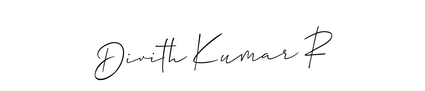 if you are searching for the best signature style for your name Divith Kumar R. so please give up your signature search. here we have designed multiple signature styles  using Allison_Script. Divith Kumar R signature style 2 images and pictures png