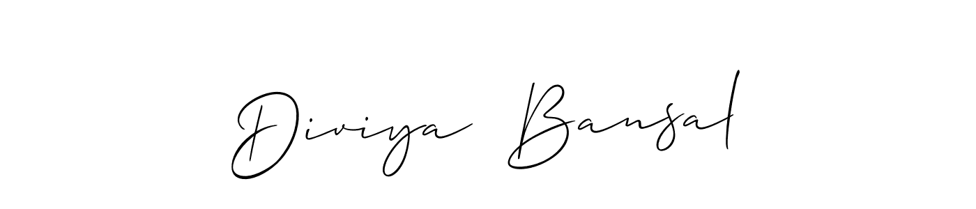 Make a beautiful signature design for name Diviya  Bansal. With this signature (Allison_Script) style, you can create a handwritten signature for free. Diviya  Bansal signature style 2 images and pictures png