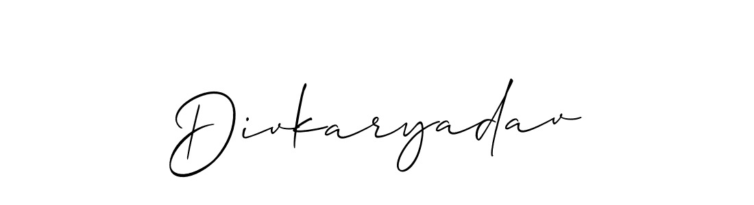 if you are searching for the best signature style for your name Divkaryadav. so please give up your signature search. here we have designed multiple signature styles  using Allison_Script. Divkaryadav signature style 2 images and pictures png