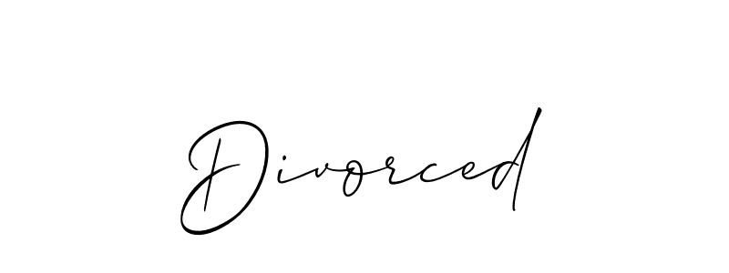 Make a beautiful signature design for name Divorced. With this signature (Allison_Script) style, you can create a handwritten signature for free. Divorced signature style 2 images and pictures png