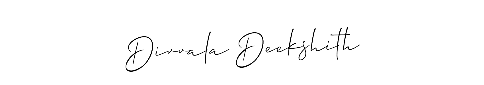 How to Draw Divvala Deekshith signature style? Allison_Script is a latest design signature styles for name Divvala Deekshith. Divvala Deekshith signature style 2 images and pictures png