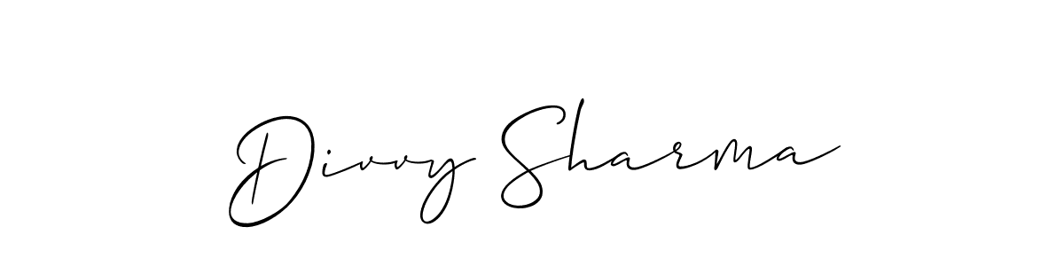 Divvy Sharma stylish signature style. Best Handwritten Sign (Allison_Script) for my name. Handwritten Signature Collection Ideas for my name Divvy Sharma. Divvy Sharma signature style 2 images and pictures png
