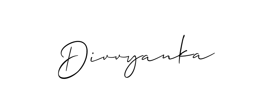 Make a beautiful signature design for name Divvyanka. With this signature (Allison_Script) style, you can create a handwritten signature for free. Divvyanka signature style 2 images and pictures png