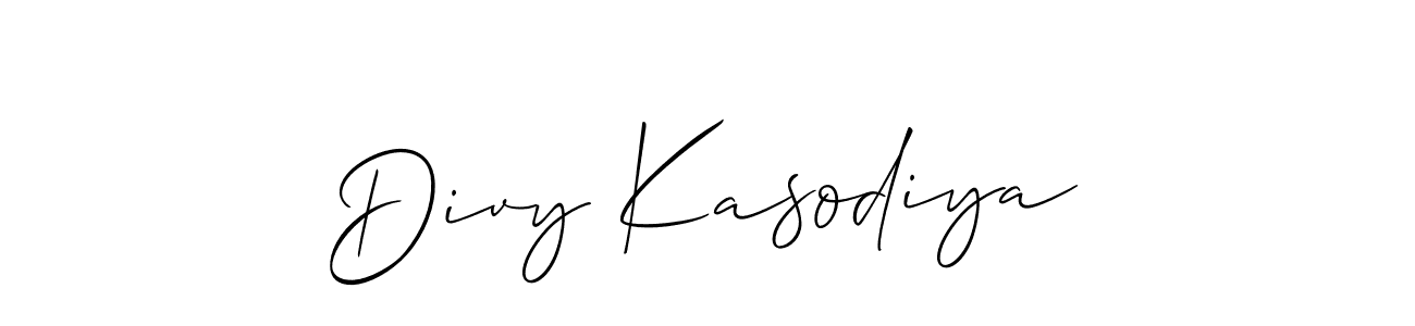 Make a beautiful signature design for name Divy Kasodiya. With this signature (Allison_Script) style, you can create a handwritten signature for free. Divy Kasodiya signature style 2 images and pictures png