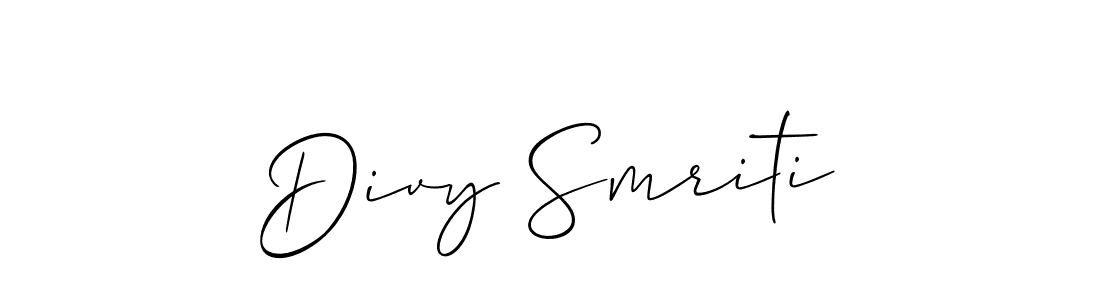 Allison_Script is a professional signature style that is perfect for those who want to add a touch of class to their signature. It is also a great choice for those who want to make their signature more unique. Get Divy Smriti name to fancy signature for free. Divy Smriti signature style 2 images and pictures png