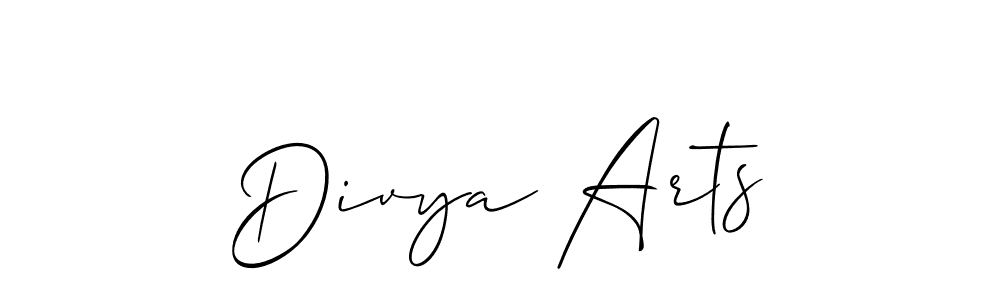 Create a beautiful signature design for name Divya Arts. With this signature (Allison_Script) fonts, you can make a handwritten signature for free. Divya Arts signature style 2 images and pictures png