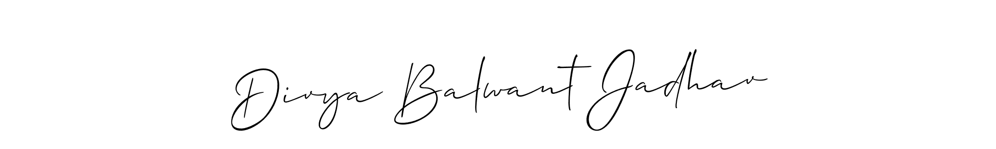 How to make Divya Balwant Jadhav signature? Allison_Script is a professional autograph style. Create handwritten signature for Divya Balwant Jadhav name. Divya Balwant Jadhav signature style 2 images and pictures png