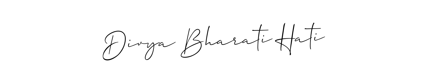 It looks lik you need a new signature style for name Divya Bharati Hati. Design unique handwritten (Allison_Script) signature with our free signature maker in just a few clicks. Divya Bharati Hati signature style 2 images and pictures png