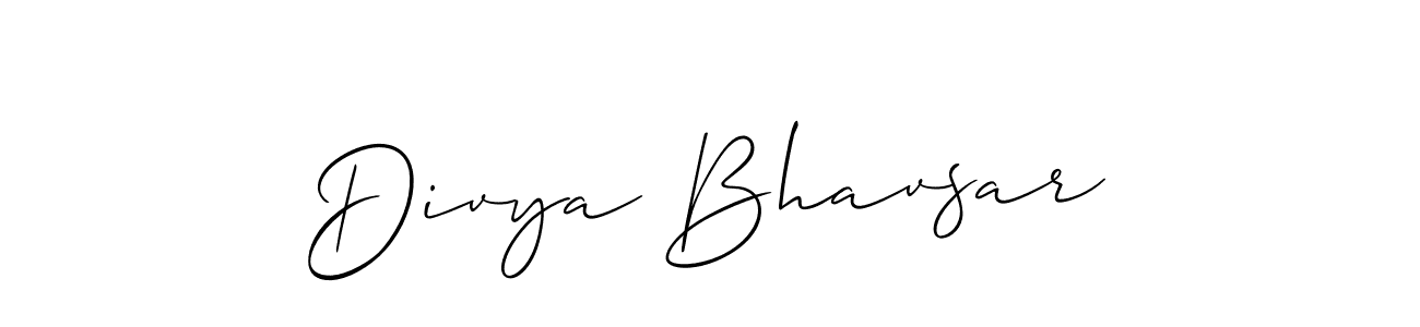 Use a signature maker to create a handwritten signature online. With this signature software, you can design (Allison_Script) your own signature for name Divya Bhavsar. Divya Bhavsar signature style 2 images and pictures png