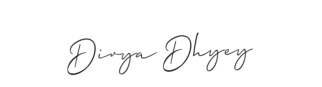 Allison_Script is a professional signature style that is perfect for those who want to add a touch of class to their signature. It is also a great choice for those who want to make their signature more unique. Get Divya Dhyey name to fancy signature for free. Divya Dhyey signature style 2 images and pictures png