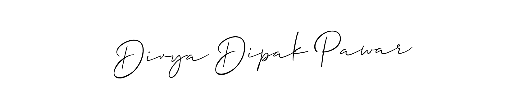 if you are searching for the best signature style for your name Divya Dipak Pawar. so please give up your signature search. here we have designed multiple signature styles  using Allison_Script. Divya Dipak Pawar signature style 2 images and pictures png