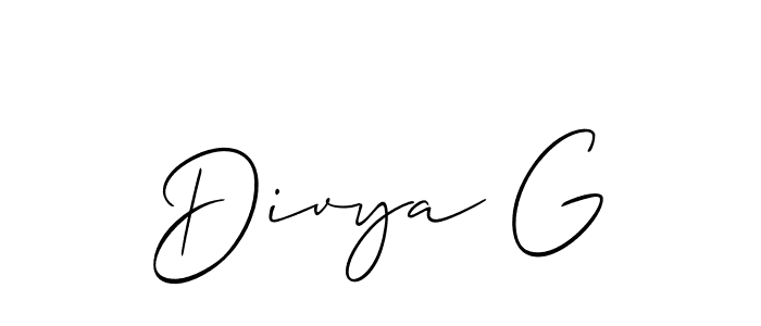 How to make Divya G signature? Allison_Script is a professional autograph style. Create handwritten signature for Divya G name. Divya G signature style 2 images and pictures png