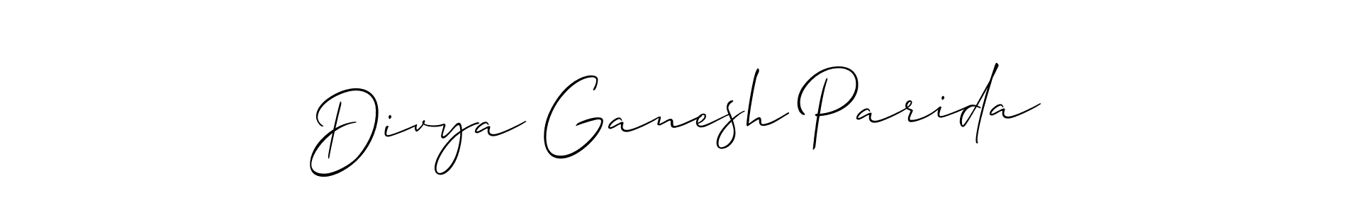 Make a beautiful signature design for name Divya Ganesh Parida. With this signature (Allison_Script) style, you can create a handwritten signature for free. Divya Ganesh Parida signature style 2 images and pictures png