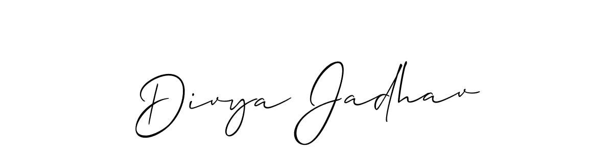 Make a short Divya Jadhav signature style. Manage your documents anywhere anytime using Allison_Script. Create and add eSignatures, submit forms, share and send files easily. Divya Jadhav signature style 2 images and pictures png