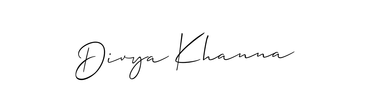 Create a beautiful signature design for name Divya Khanna. With this signature (Allison_Script) fonts, you can make a handwritten signature for free. Divya Khanna signature style 2 images and pictures png