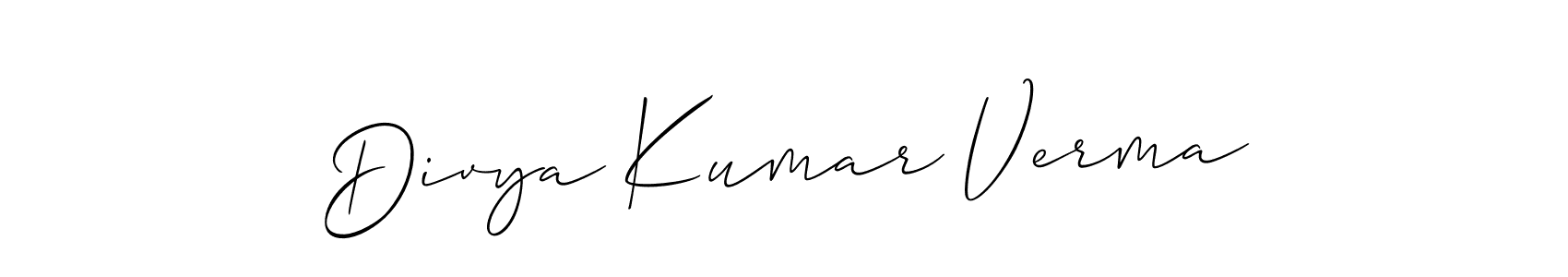 Also You can easily find your signature by using the search form. We will create Divya Kumar Verma name handwritten signature images for you free of cost using Allison_Script sign style. Divya Kumar Verma signature style 2 images and pictures png