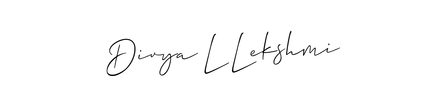 Also You can easily find your signature by using the search form. We will create Divya L Lekshmi name handwritten signature images for you free of cost using Allison_Script sign style. Divya L Lekshmi signature style 2 images and pictures png