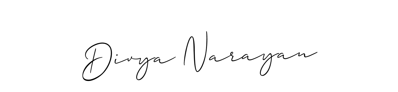How to make Divya Narayan name signature. Use Allison_Script style for creating short signs online. This is the latest handwritten sign. Divya Narayan signature style 2 images and pictures png