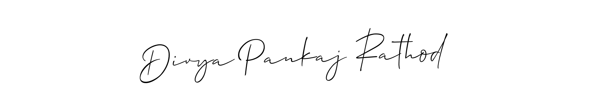 It looks lik you need a new signature style for name Divya Pankaj Rathod. Design unique handwritten (Allison_Script) signature with our free signature maker in just a few clicks. Divya Pankaj Rathod signature style 2 images and pictures png