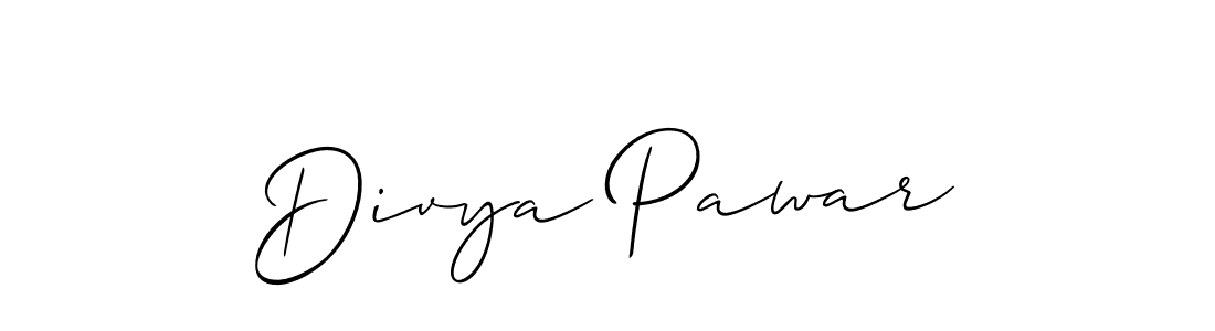 How to make Divya Pawar name signature. Use Allison_Script style for creating short signs online. This is the latest handwritten sign. Divya Pawar signature style 2 images and pictures png