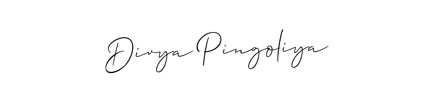 Design your own signature with our free online signature maker. With this signature software, you can create a handwritten (Allison_Script) signature for name Divya Pingoliya. Divya Pingoliya signature style 2 images and pictures png