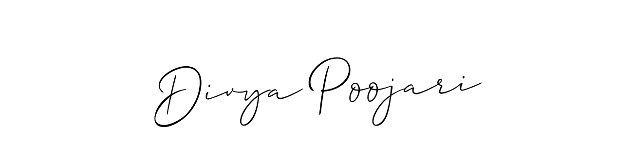 Also we have Divya Poojari name is the best signature style. Create professional handwritten signature collection using Allison_Script autograph style. Divya Poojari signature style 2 images and pictures png