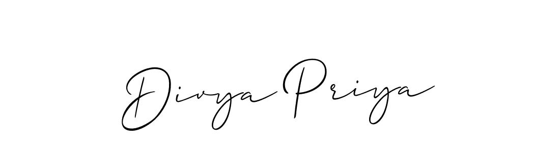 Also we have Divya Priya name is the best signature style. Create professional handwritten signature collection using Allison_Script autograph style. Divya Priya signature style 2 images and pictures png