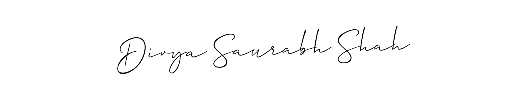 It looks lik you need a new signature style for name Divya Saurabh Shah. Design unique handwritten (Allison_Script) signature with our free signature maker in just a few clicks. Divya Saurabh Shah signature style 2 images and pictures png