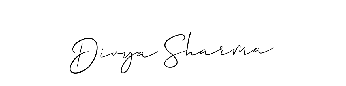 Make a short Divya Sharma signature style. Manage your documents anywhere anytime using Allison_Script. Create and add eSignatures, submit forms, share and send files easily. Divya Sharma signature style 2 images and pictures png