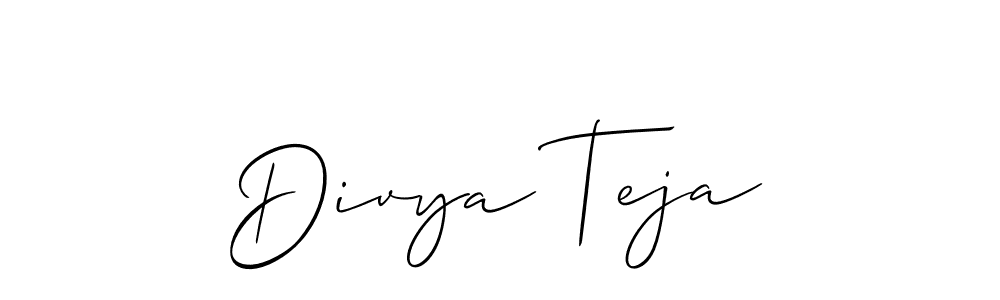 Also we have Divya Teja name is the best signature style. Create professional handwritten signature collection using Allison_Script autograph style. Divya Teja signature style 2 images and pictures png