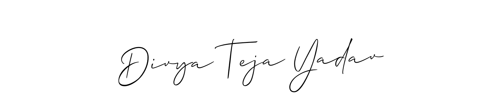 This is the best signature style for the Divya Teja Yadav name. Also you like these signature font (Allison_Script). Mix name signature. Divya Teja Yadav signature style 2 images and pictures png