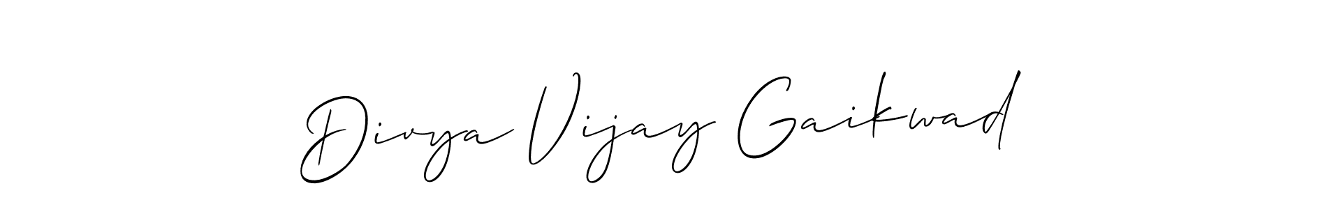 Make a beautiful signature design for name Divya Vijay Gaikwad. With this signature (Allison_Script) style, you can create a handwritten signature for free. Divya Vijay Gaikwad signature style 2 images and pictures png