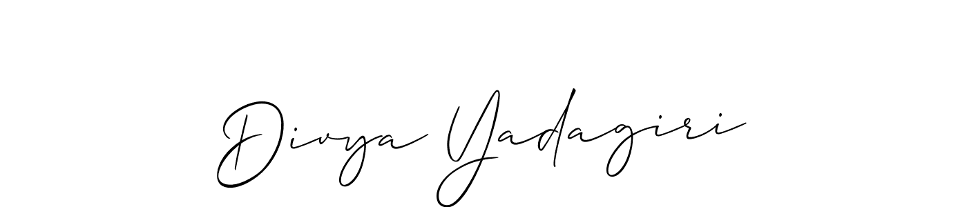 Use a signature maker to create a handwritten signature online. With this signature software, you can design (Allison_Script) your own signature for name Divya Yadagiri. Divya Yadagiri signature style 2 images and pictures png