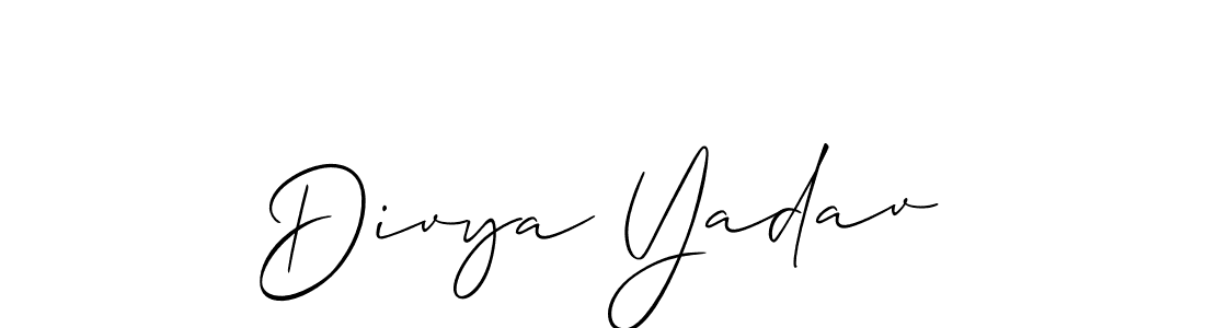 Also we have Divya Yadav name is the best signature style. Create professional handwritten signature collection using Allison_Script autograph style. Divya Yadav signature style 2 images and pictures png