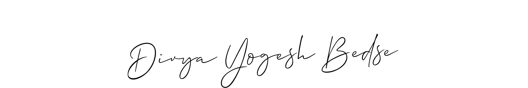 Make a short Divya Yogesh Bedse signature style. Manage your documents anywhere anytime using Allison_Script. Create and add eSignatures, submit forms, share and send files easily. Divya Yogesh Bedse signature style 2 images and pictures png